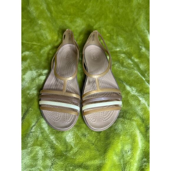 Crocs Shoes - Crocs Women’s Isabella Strappy Sandals Beige Gold W7